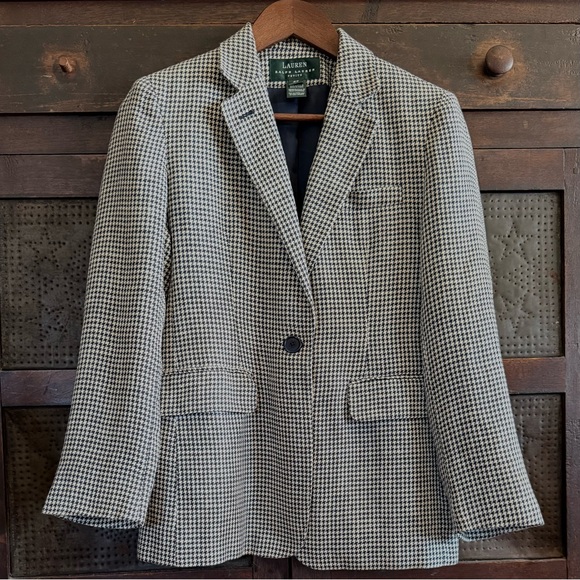 Ralph Lauren Linen Houndstooth Blazer - Picture 2 of 11